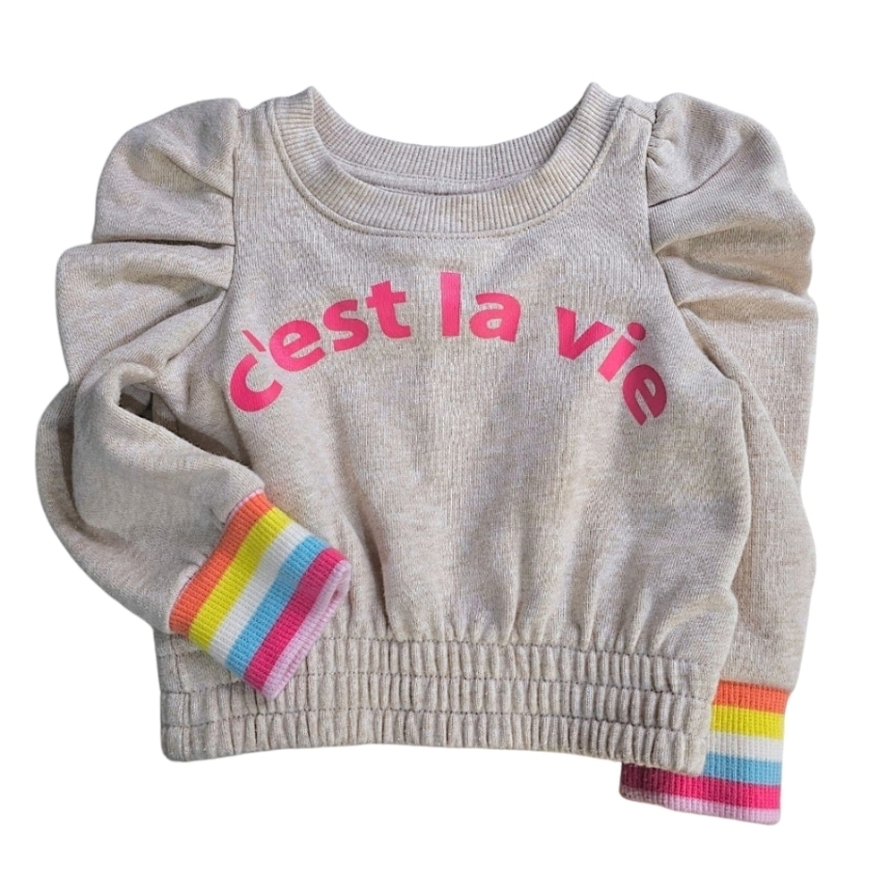 Janie And Jack C'est La Vie Rainbow Stripe Top Size 6 To 12 Months Beige Cotton